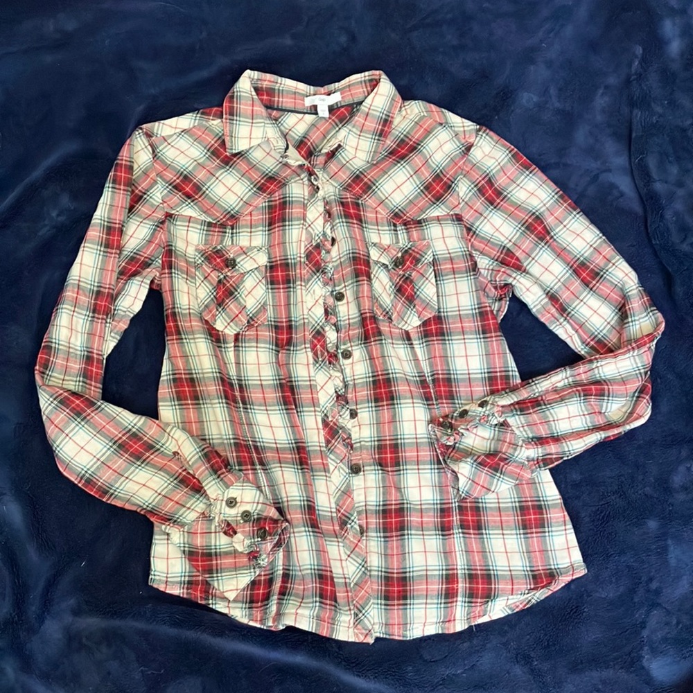 Gap plaid ruffled shirt
